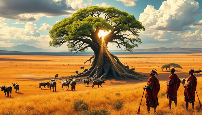 which excerpt from "the beginnings of the maasai” is the best example of a feature found in myths? 